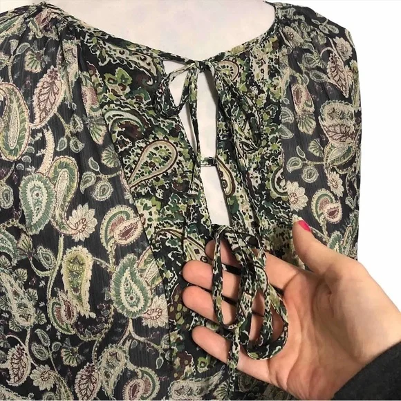 Zara Paisley Tie Neck Blouse - Picture 4 of 12